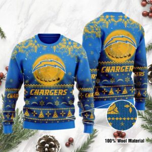 Los Angeles Chargers Santa Claus In The Moon Ugly Christmas Sweater