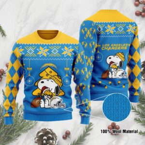 Los Angeles Chargers Snoopy Ugly Christmas Sweater