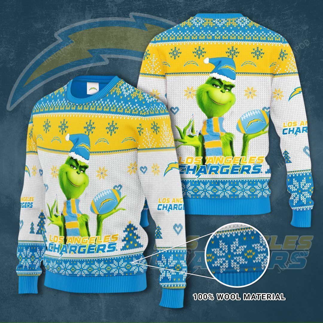 Los Angeles Chargers The Grinch Ugly Christmas Sweater Los Angeles Chargers The Grinch Ugly Christmas Sweater