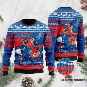 Los Angeles Dodgers Charlie Brown Snoopy Wear Football Jersey Ugly Christmas Sweater