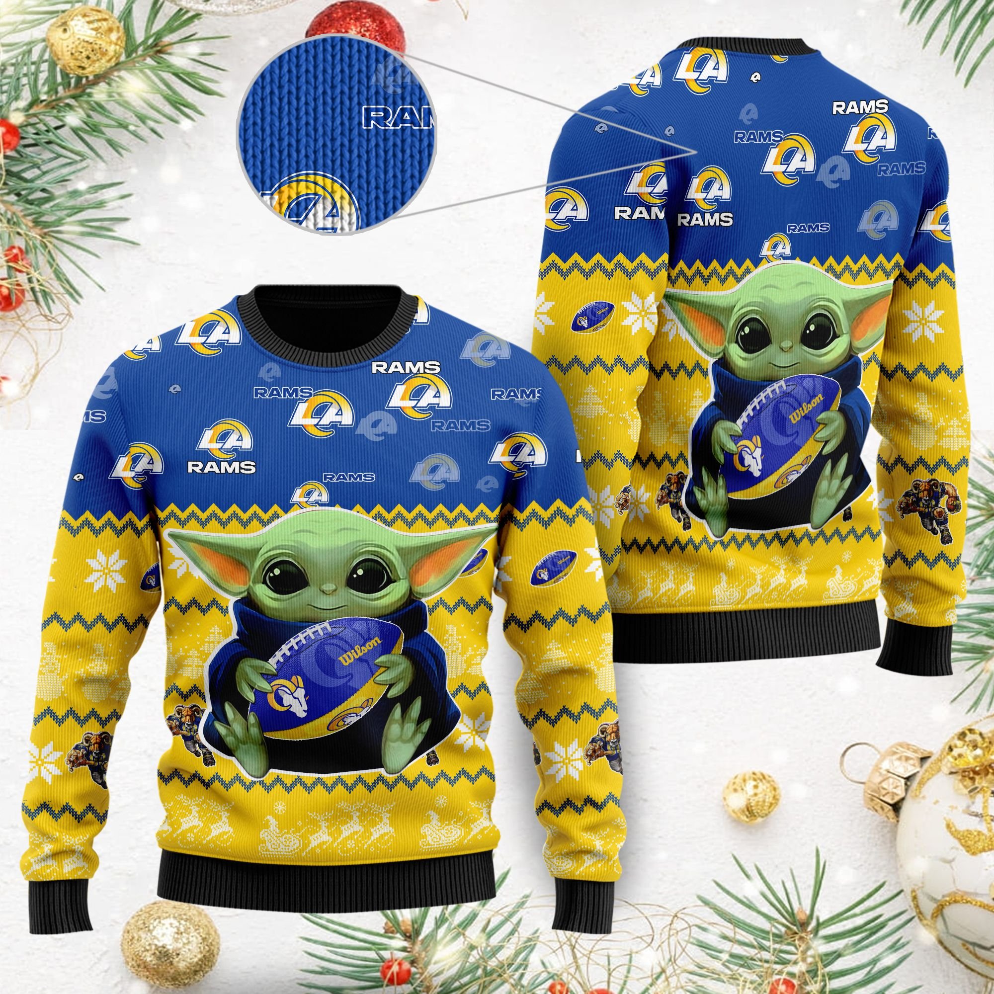 Los Angeles Rams Baby Yoda Shirt For American Football Fans Ugly Christmas Sweater Los Angeles Rams Baby Yoda Shirt For American Football Fans Ugly Christmas Sweater