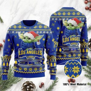 Los Angeles Rams Cute Baby Yoda Grogu Holiday Party Ugly Christmas Sweater