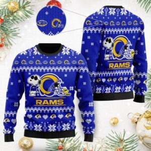 Los Angeles Rams Cute The Snoopy Show Football Helmet 3D All Over Print Ugly Christmas Sweater