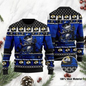 Los Angeles Rams Jack Skellington Halloween Ugly Christmas Sweater