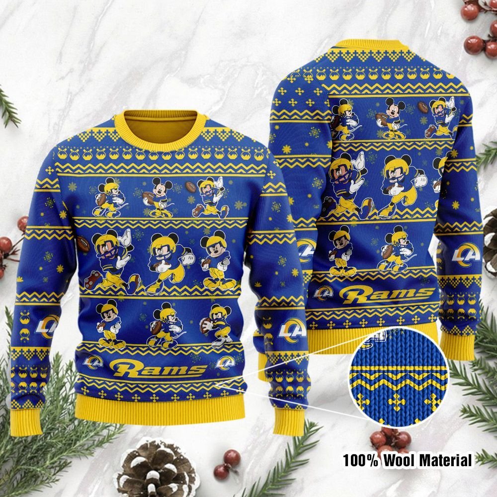 Los Angeles Rams Mickey Mouse Holiday Party Ugly Christmas Sweater Los Angeles Rams Mickey Mouse Holiday Party Ugly Christmas Sweater