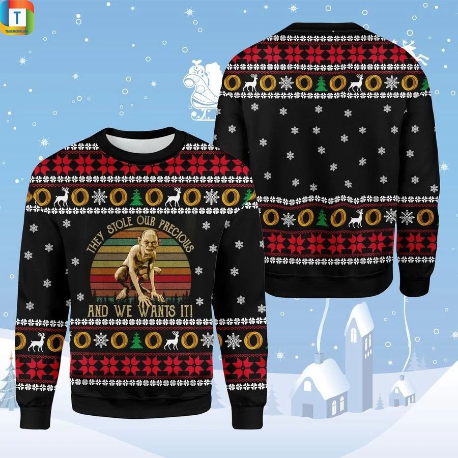 LOTR gollum my precious they stole our precious and we want it ugly sweater LOTR gollum my precious they stole our precious and we want it ugly sweater