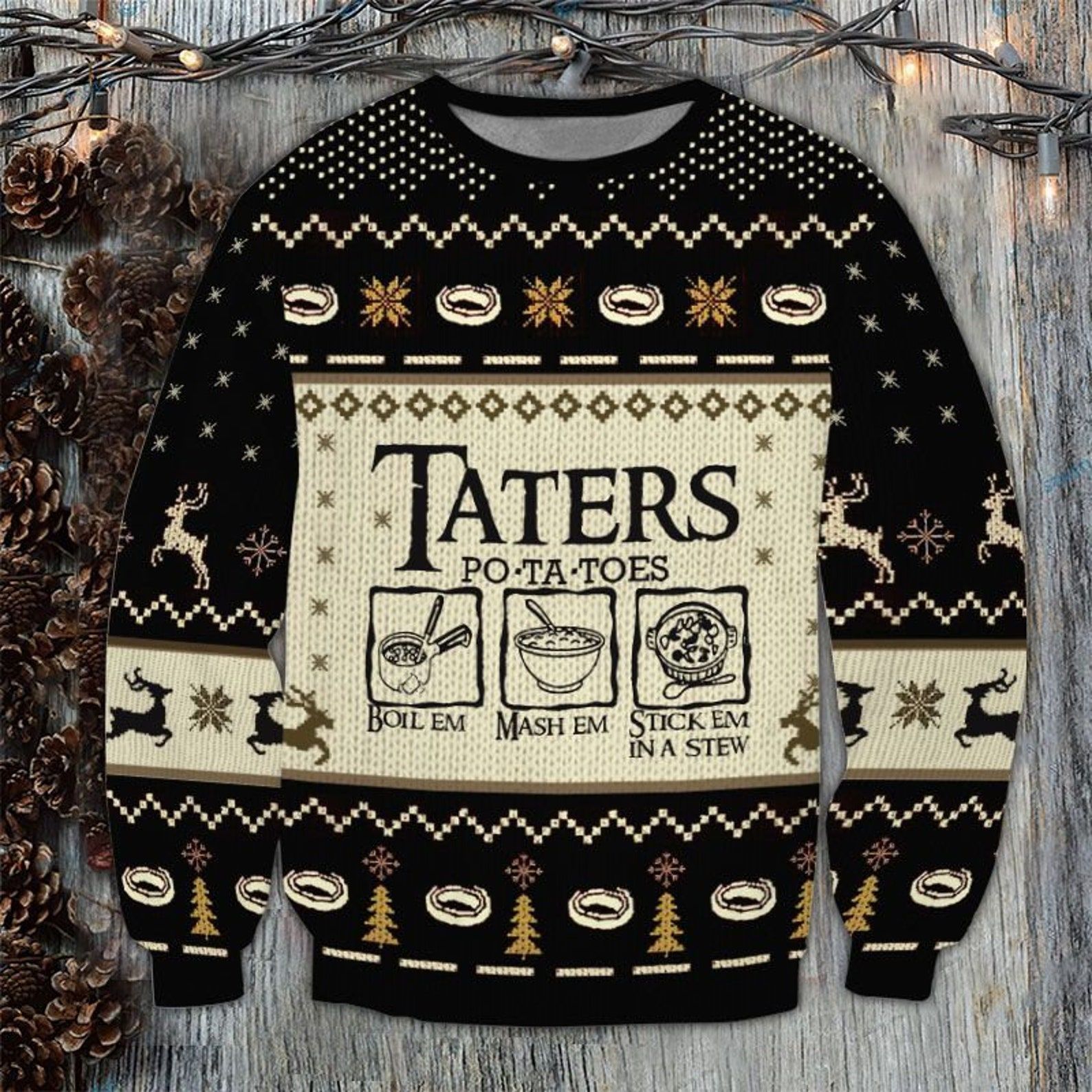 Lotr Taters Potatoes 3D Printed Ugly Sweater Lotr Taters Potatoes 3D Printed Ugly Sweater
