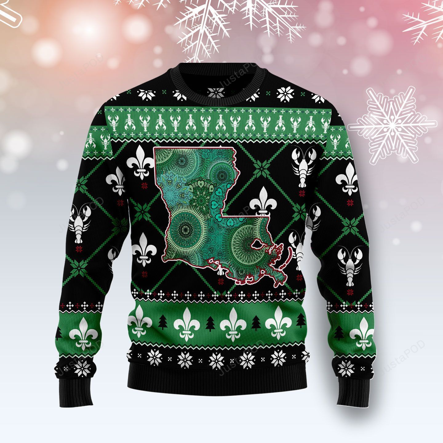 Louisiana USA Symbols Pattern Christmas Ugly Sweater Louisiana USA Symbols Pattern Christmas Ugly Sweater