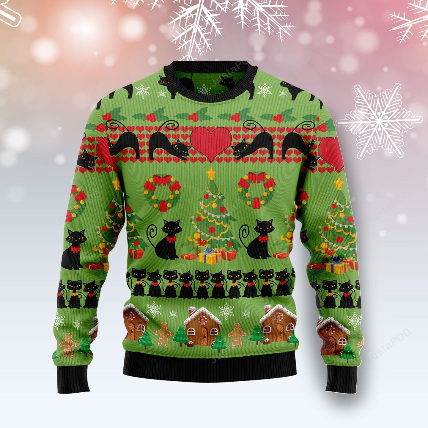 Love Black Cat Ugly Christmas Sweater Love Black Cat Ugly Christmas Sweater