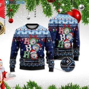 Manchester City Ho Ho Ho 3D Print Christmas Wool Sweater