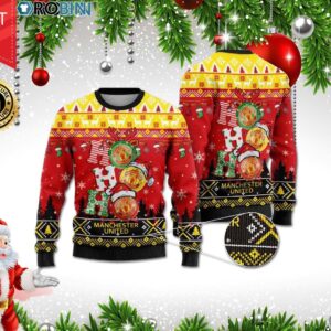 Manchester United Ho Ho Ho 3D Print Christmas Wool Sweater