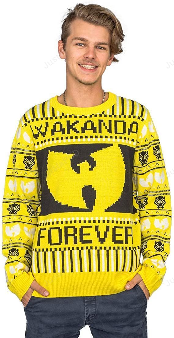 Marvel Comics Black Panther Wakanda Forever Wu Tang Ugly Sweater Marvel Comics Black Panther Wakanda Forever Wu Tang Ugly Sweater