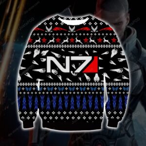 Mass Effect N7 Knitting Pattern For Unisex Ugly Christmas Sweater