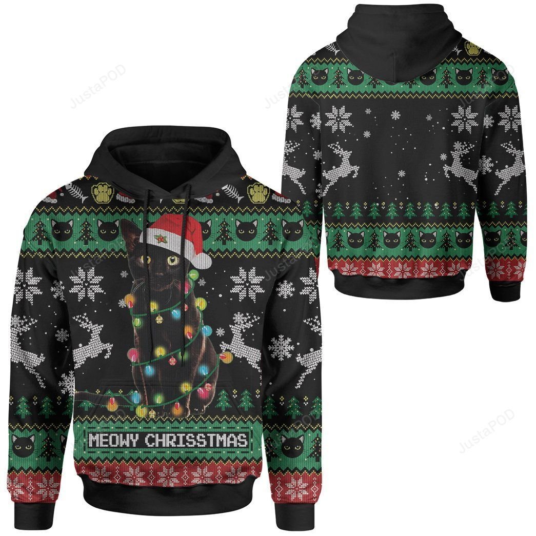 Meowy Cat Ugly Christmas 3D All Over Printed Hoodie Meowy Cat Ugly Christmas 3D All Over Printed Hoodie