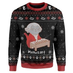 Meowzart For Cat Lovers Ugly Christmas Sweater