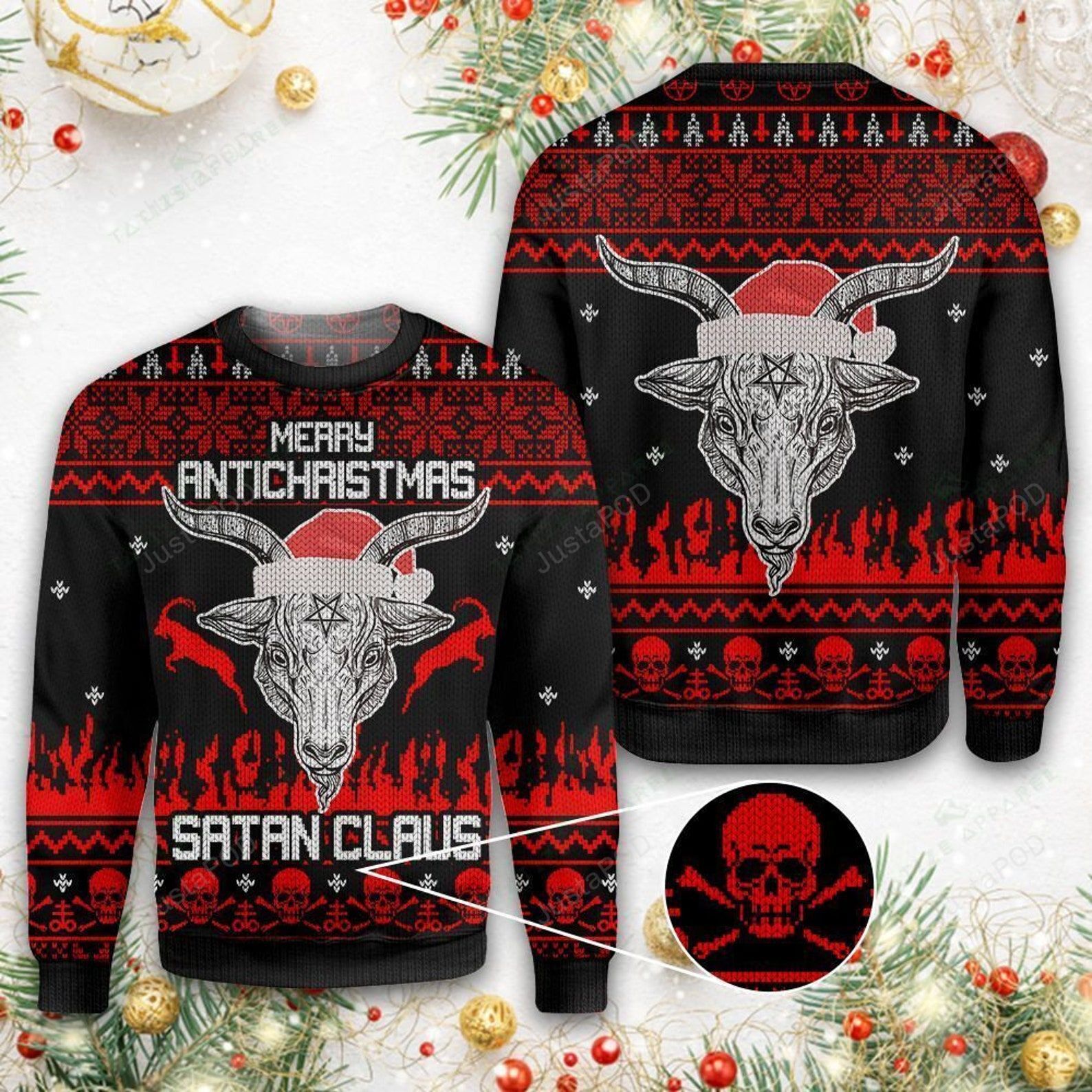 Merry Antichristmas Satan Claus Ugly Christmas Sweater Merry Antichristmas Satan Claus Ugly Christmas Sweater