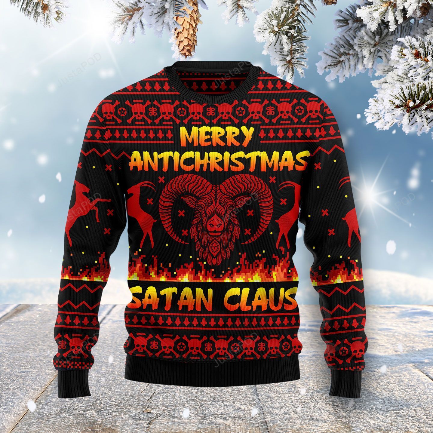 Merry Antichristmas Satan Claus Ugly Christmas Sweater Merry Antichristmas Satan Claus Ugly Christmas Sweater