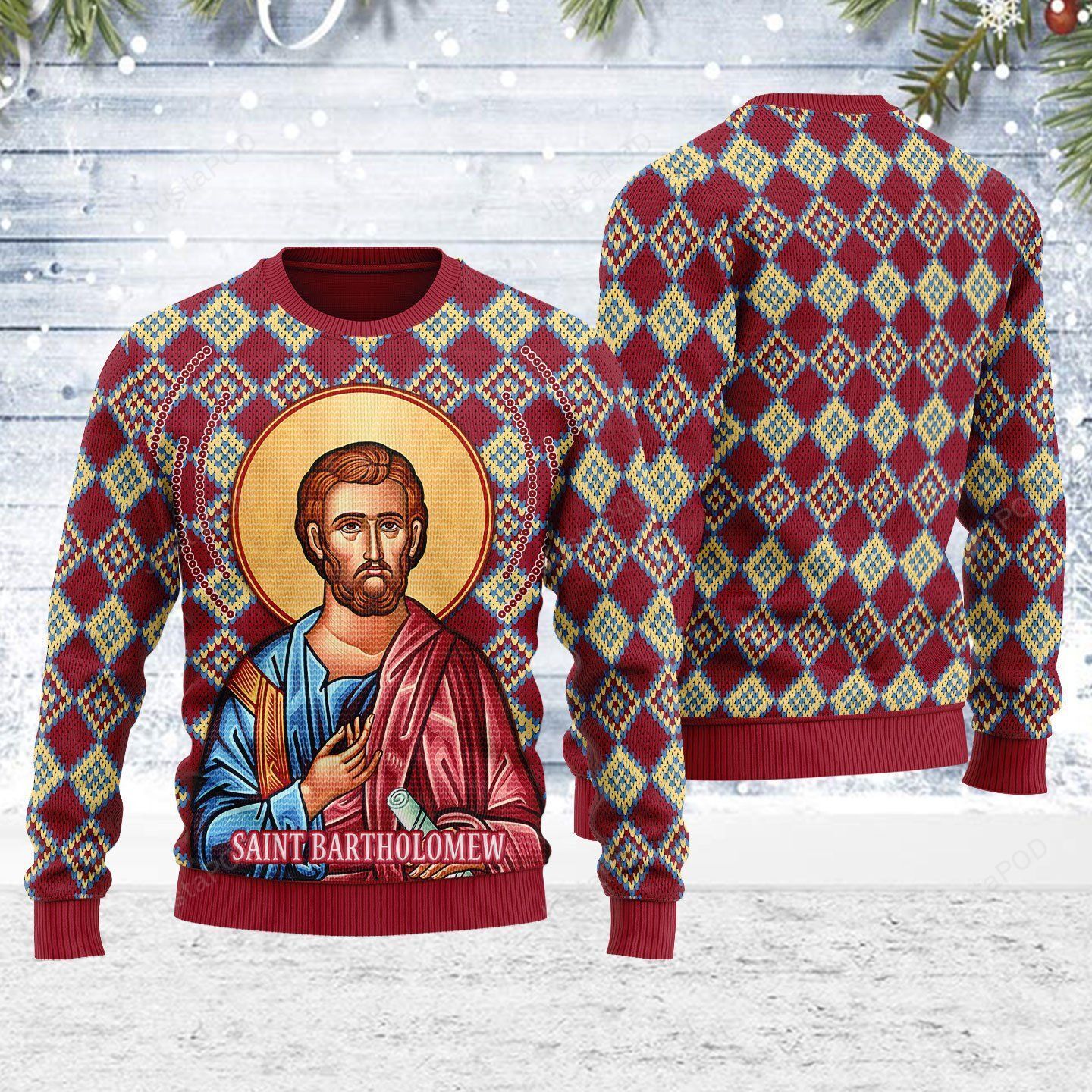 Merry Christmas Gearhomies Bartholomew the Apostle Ugly Christmas Sweater Merry Christmas Gearhomies Bartholomew the Apostle Ugly Christmas Sweater
