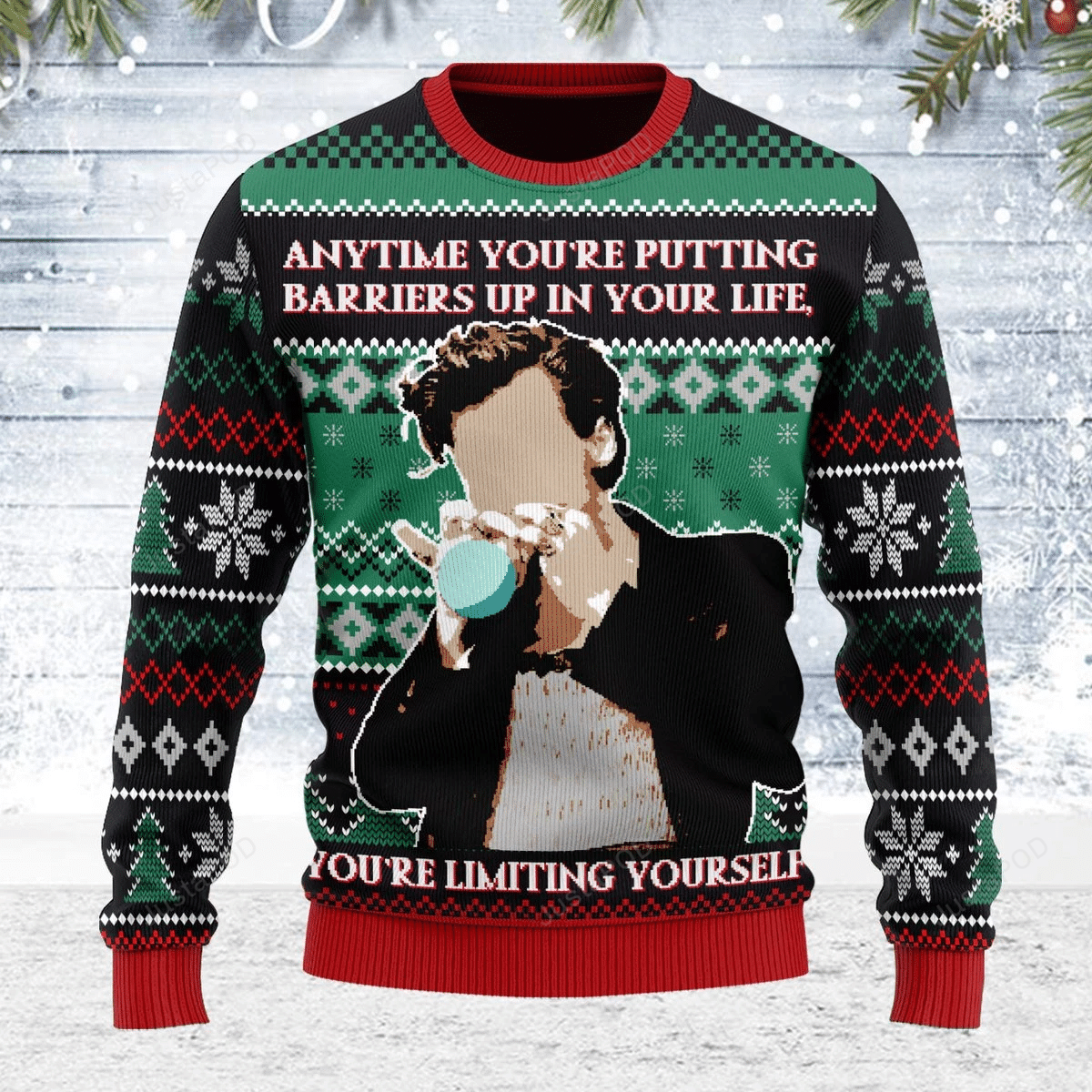 Merry Christmas Gearhomies Harry Styles Vouge Ugly Christmas Sweater Merry Christmas Gearhomies Harry Styles Vouge Ugly Christmas Sweater