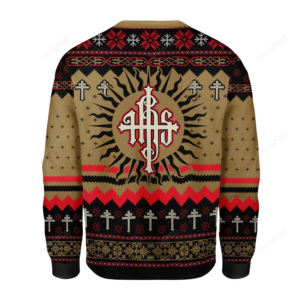 Merry Christmas Gearhomies IHS Christogram Ugly Christmas Sweater