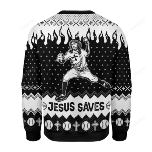 Merry Christmas Gearhomies Jesus Saves Baseball Ugly Christmas Sweater