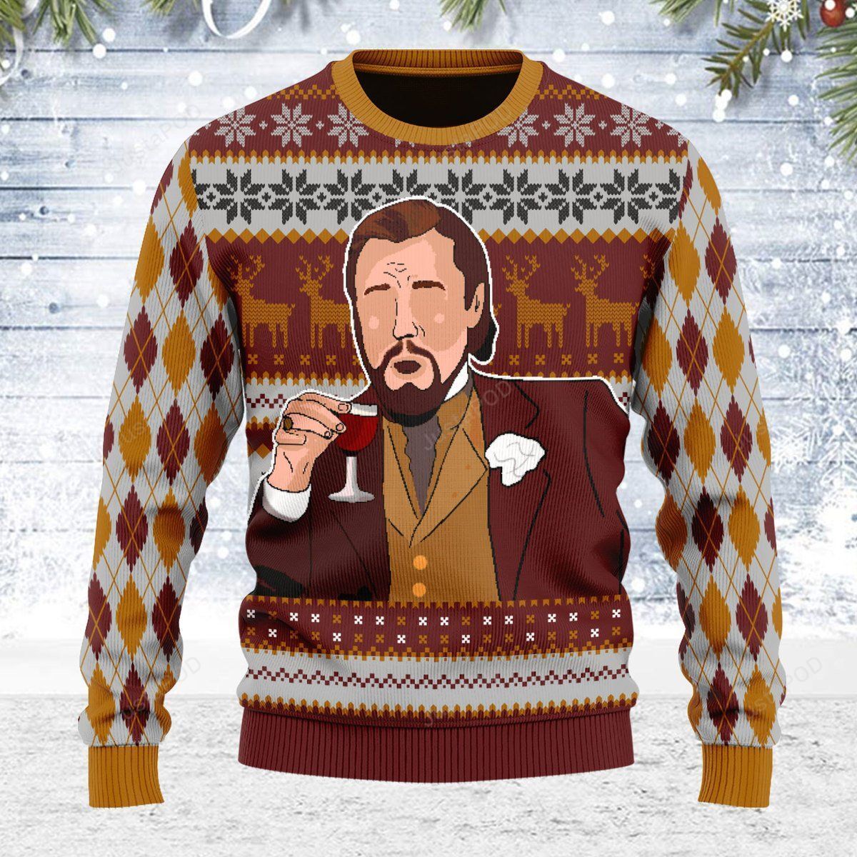 Merry Christmas Gearhomies Leo Laughing Meme Ugly Christmas Sweater Merry Christmas Gearhomies Leo Laughing Meme Ugly Christmas Sweater