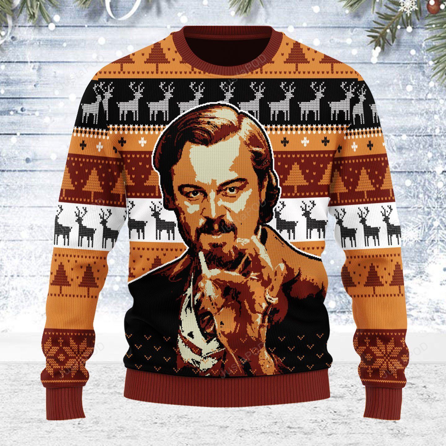 Merry Christmas Gearhomies Leo Pointing Ugly Christmas Sweater Merry Christmas Gearhomies Leo Pointing Ugly Christmas Sweater