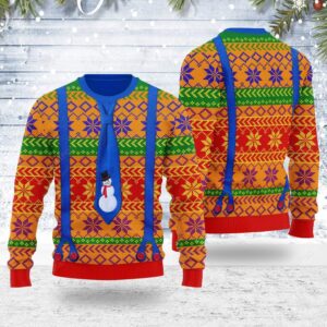 Merry Christmas Gearhomies LGBTQ+ With Tie And Suspenders Ugly Christmas Sweater