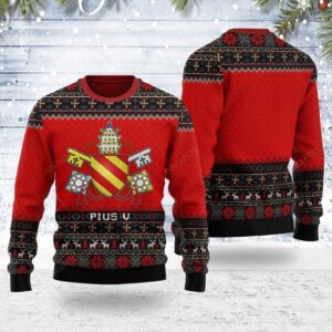 Merry Christmas Gearhomies Pope Pius V Ugly Christmas Sweater