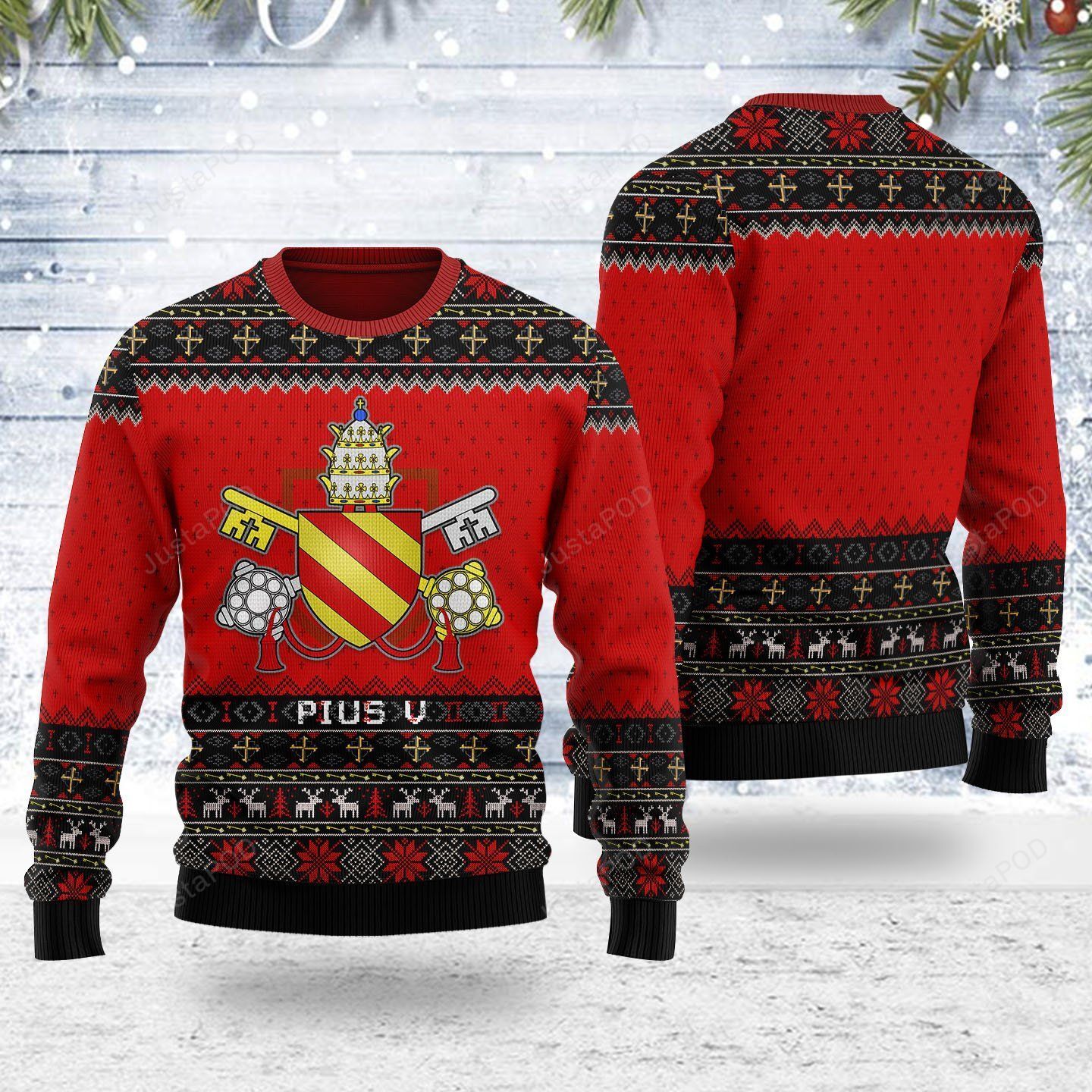 Merry Christmas Gearhomies Pope Pius V Ugly Christmas Sweater Merry Christmas Gearhomies Pope Pius V Ugly Christmas Sweater