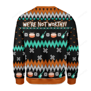 Merry Christmas Gearhomies We’re Not Worthy Ugly Christmas Sweater