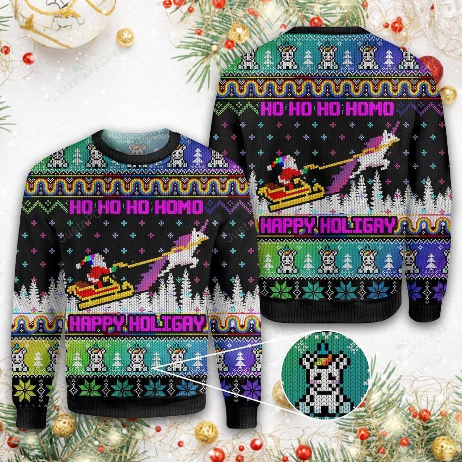 Merry Christmas LGBT Happy Holigays Ugly Christmas Sweater Merry Christmas LGBT Happy Holigays Ugly Christmas Sweater