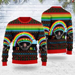 Merry Christmas Mention It All Rainbow For Unisex Ugly Christmas Sweater