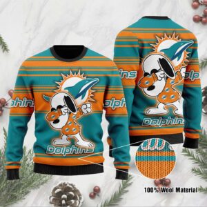 Miami Dolphins D Full Printed Sweater Shirt For Football Fan NFL Jersey Ugly Christmas Sweater