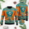 Miami Dolphins Football Team Logo Custom Name Personalized Ugly Christmas Sweater