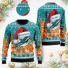 Miami Dolphins Symbol Wearing Santa Claus Hat Ho Ho Ho Custom Personalized Ugly Christmas Sweater