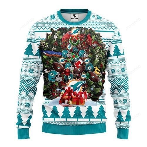 Miami Dolphins Tree Christmas Ugly Christmas Sweater Miami Dolphins Tree Christmas Ugly Christmas Sweater