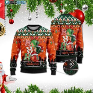Miami Hurricanes Ho Ho Ho 3D Print Christmas Wool Sweater