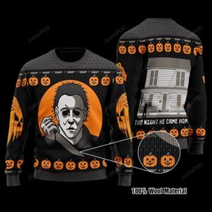 Michael Myers Halloween Knitted Pumpkin For Unisex Ugly Christmas Sweater