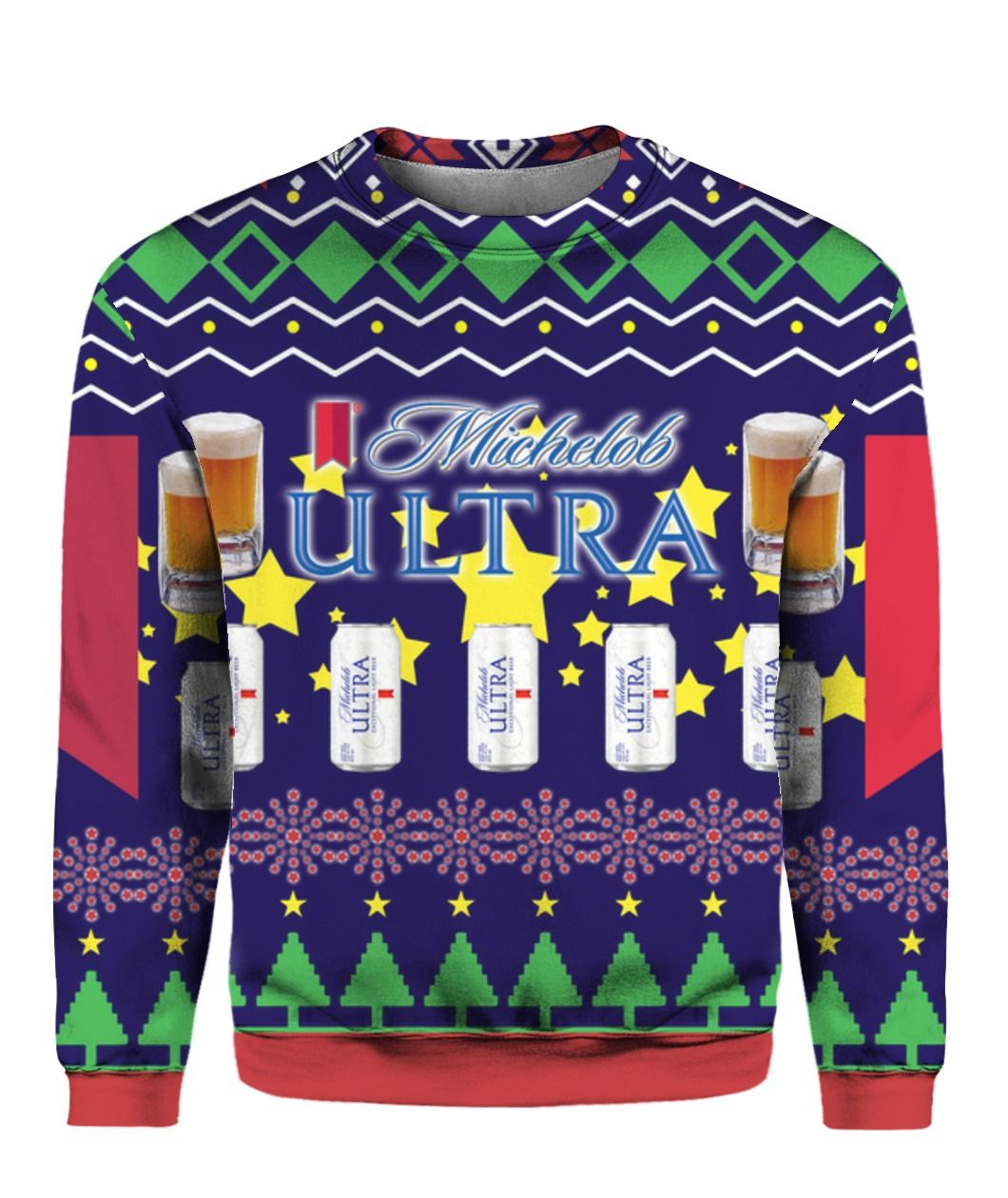 Michelob Ultra Beer Can Ugly Christmas Sweater Michelob Ultra Beer Can Ugly Christmas Sweater