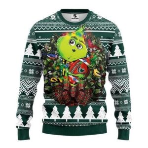 Michigan State Spartans Grinch Hug Ugly Christmas Sweater