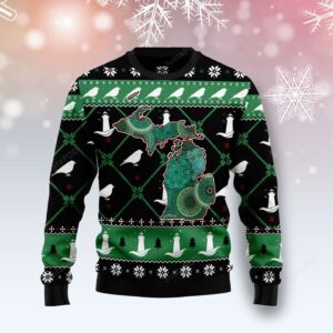 Michigan USA Symbols Pattern Christmas Ugly Sweater