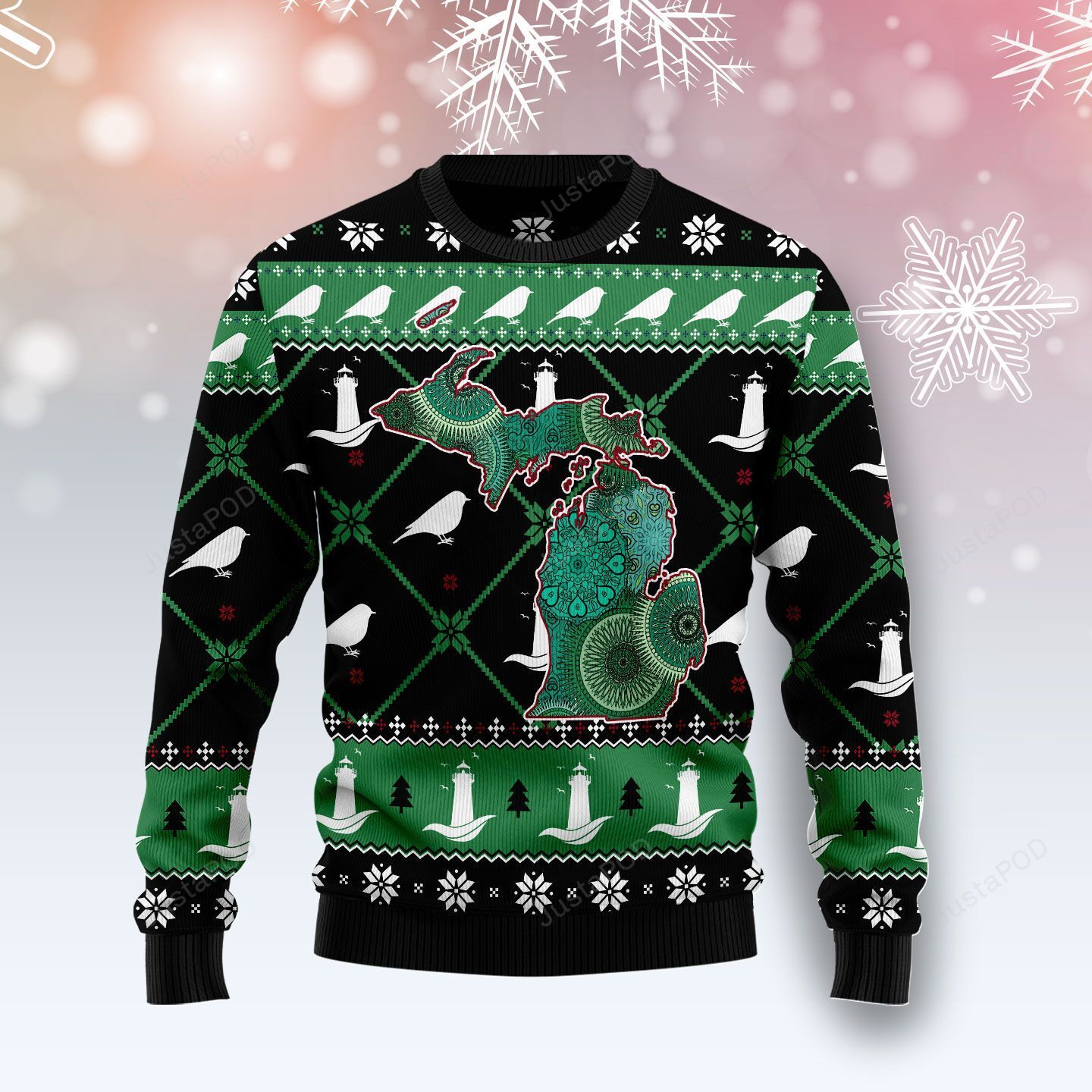Michigan USA Symbols Pattern Christmas Ugly Sweater Michigan USA Symbols Pattern Christmas Ugly Sweater