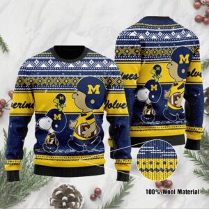 Michigan Wolverines Charlie Brown Snoopy Wear Football Jersey Ugly Christmas Sweater
