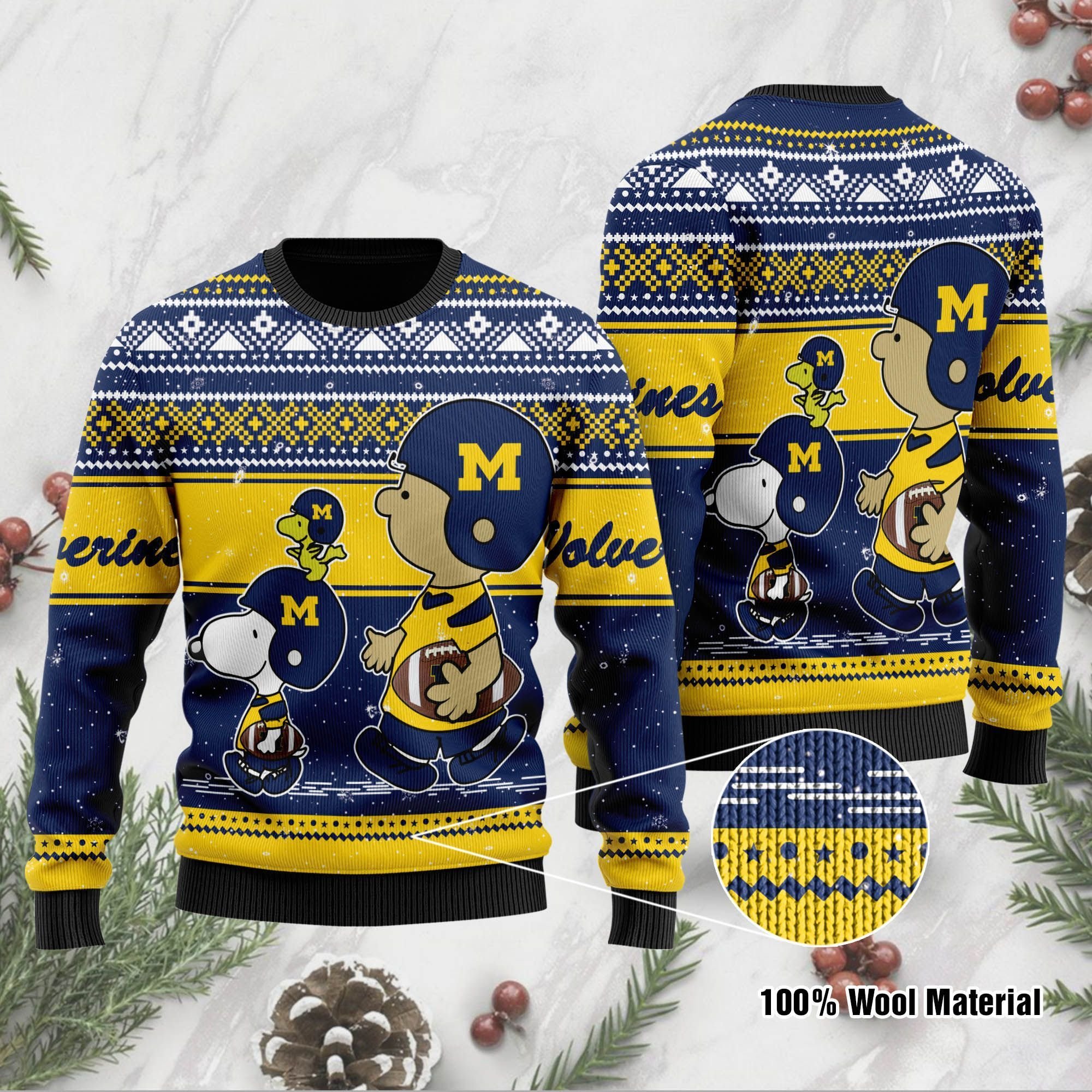 Michigan Wolverines Charlie Brown Snoopy Wear Football Jersey Ugly Christmas Sweater Michigan Wolverines Charlie Brown Snoopy Wear Football Jersey Ugly Christmas Sweater