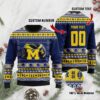 Michigan Wolverines Custom Name & Number Personalized Ugly Christmas Sweater