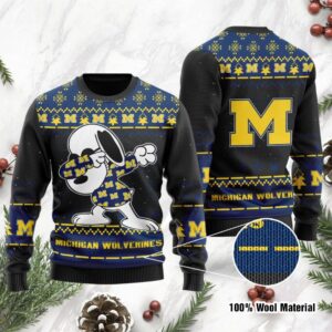 Michigan Wolverines Snoopy Dabbing Holiday Party Ugly Christmas Sweater