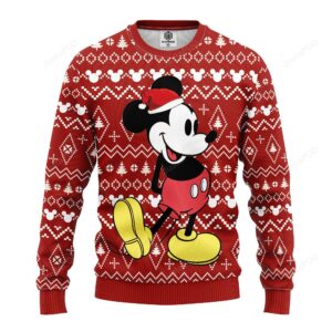 Mickey Wearing Santa Hat Ugly Christmas Sweater