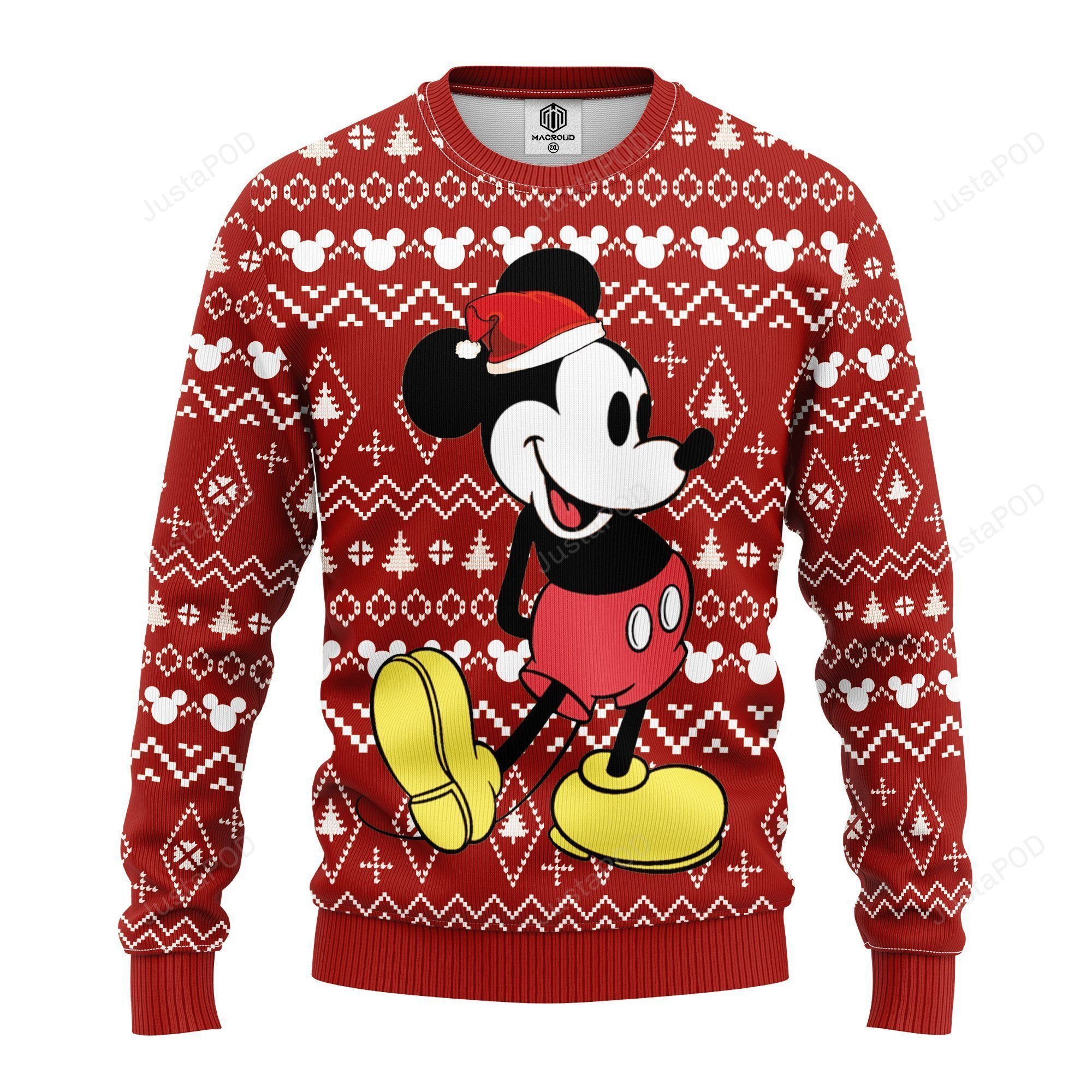 Mickey Wearing Santa Hat Ugly Christmas Sweater Mickey Wearing Santa Hat Ugly Christmas Sweater