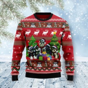 Miniature Schnauzer Family Snow D1011 Ugly Christmas Sweater